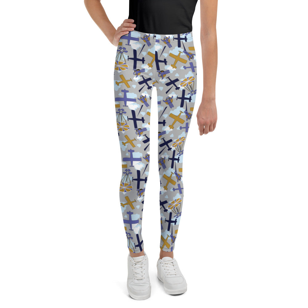 Airplanes on Gray - Youth Leggings