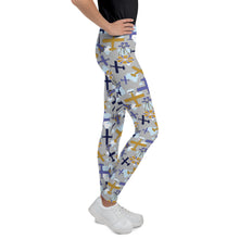Load image into Gallery viewer, Airplanes on Gray - Youth Leggings
