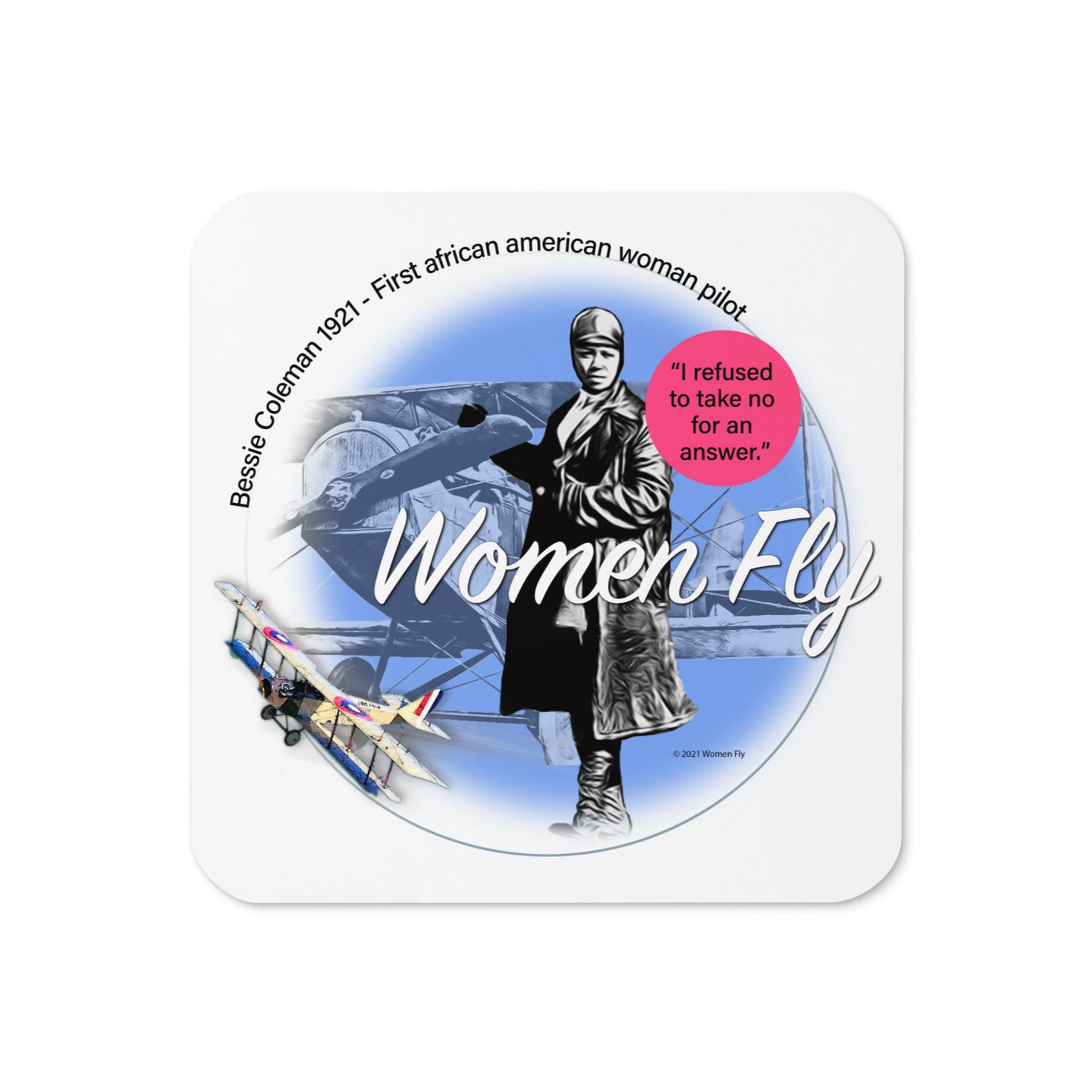 Bessie Coleman - Cork-back coaster