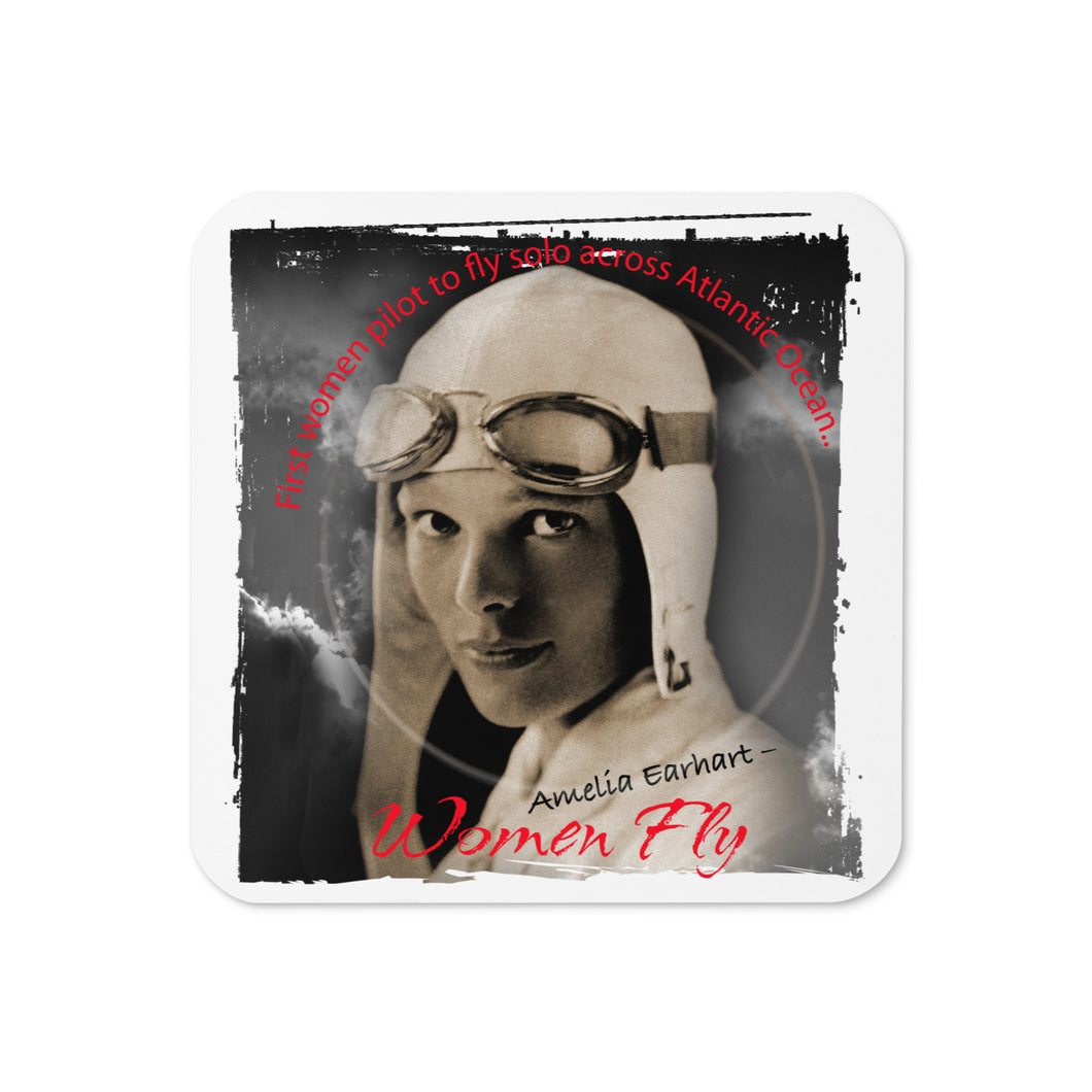 Amelia Earhart - Cork-back coaster