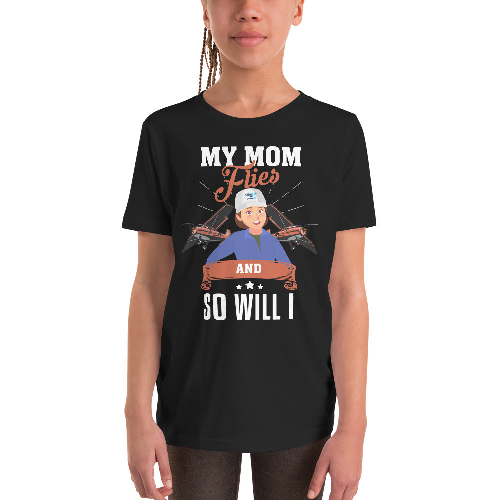 MY MOM FLIES GA - Youth Short Sleeve T-Shirt